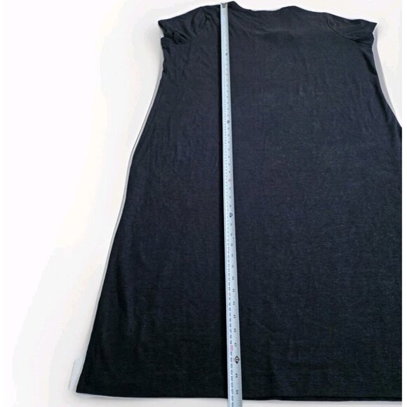 Old Navy T Shirt Maxi Dress 3X Black SS Linen Blend Slits Pullover Goth Cottage - Picture 7 of 15